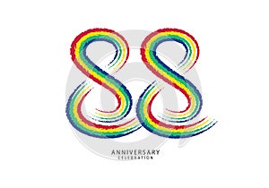 88 years anniversary celebration logotype colorful line vector, 88th birthday logo, 88 number design, anniversary template,