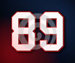 89 American Football Classic Sport Jersey Number in the colors of the American flag design Patriot, Patriots 3D illustration