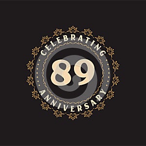 89 anniversary celebration, Greetings card for 89 years anniversary