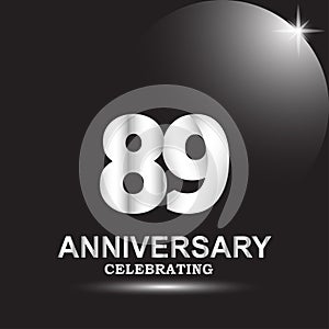 89 anniversary logo vector template. Design for banner, greeting cards or print