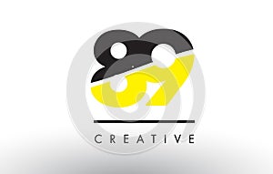 89 Black and Yellow Number Logo Design.