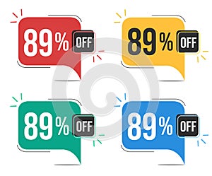 89 percent off. Colorful tags.
