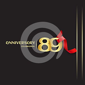 89 Year Anniversary Vector Template Design Illustration