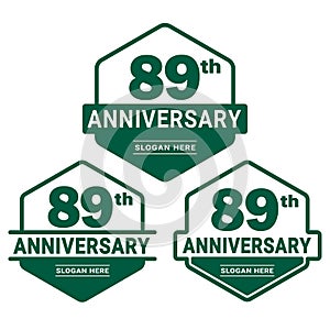 89 years anniversary celebration logotype. 89th anniversary logo collection