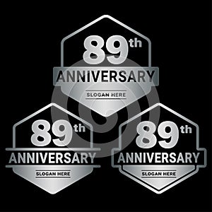 89 years anniversary celebration logotype. 89th anniversary logo collection