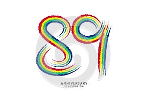 89 years anniversary celebration logotype colorful line vector, 89th birthday logo, 89 number design, anniversary template,
