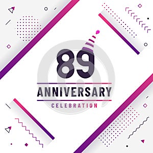 89 years anniversary greetings card, 89 anniversary celebration background free colorful vector