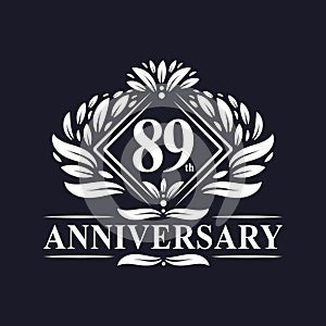 89 years Anniversary Logo, Luxury floral 89th anniversary logo