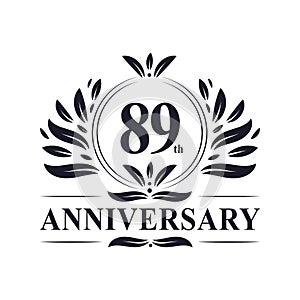 89th Anniversary celebration, luxurious 89 years Anniversary logo design.
