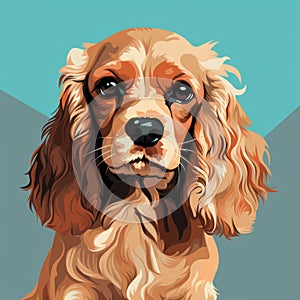 8bit Cocker Spaniel Dog Illustration On Blue Background