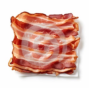 8k Bacon Slices On White Table: Precisionist Lines And Whistlerian Style