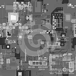 8K greyscale tech city cyberpunk displacement map texture for 3d modelling