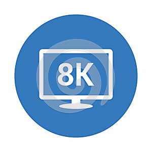 8k, hdtv, monitor, tv, icon. Blue color design