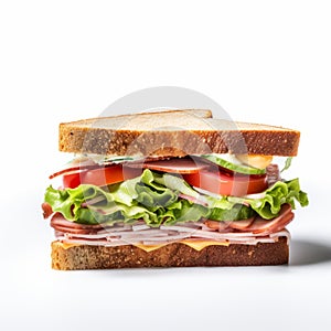 8k High-key Lighting Sandwich With Lettuce, Tomatoes, And Ham