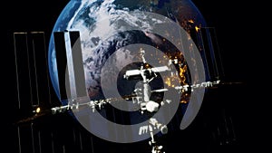 8k international space station on orbit of the Earth. Elements furnished by NASA