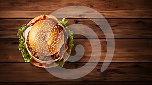 8k Resolution Burger On Wooden Background: A Solapunk Installation