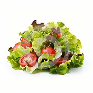 8k Tomato And Lettuce Salad: Isolated On White Background