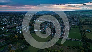 8K Video Clip. Cinematic Aerial Clip of typical uk housing development. Council run housing estate. Dewsbury Moor