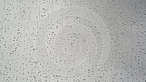 8K Water Drops of Rain on Wet Window Glass Surface