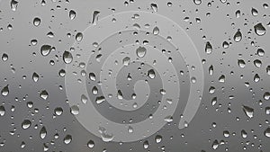 8K Water Drops of Rain on Wet Window Glass Surface