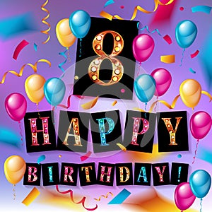 8th Birthday Celebration greeting card Design