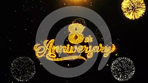 8th Happy Anniversary Wishes Greetings card, Invitation, Celebration Firework Looped