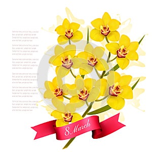 8th March illustration with yellow flowers.
