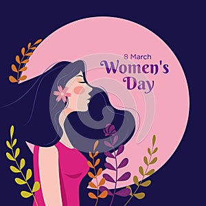 8th march, International Women`s Day card vector illustration.