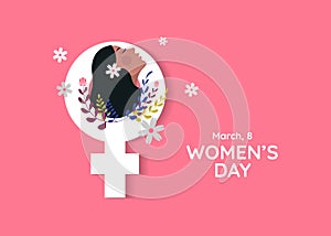 8th march, International Women`s Day Concept vector illustration.