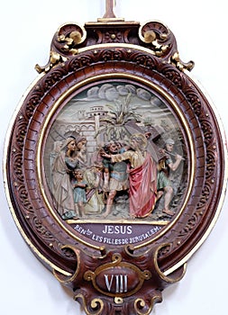8th Stations of the Cross,Jesus meets the daughters of Jerusalem, Carthusian monastery in Pleterje, Slovenia