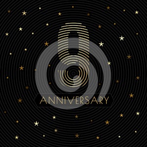 9 anniversary emblem. Celebration label. Vector dark color illustration