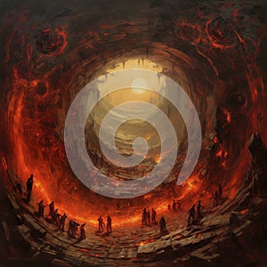 9 circles of Dante\'s hell painting