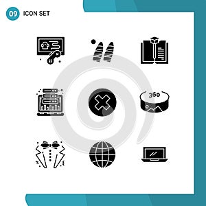 9 Creative Icons Modern Signs and Symbols of multimedia, close, book, web, hosting