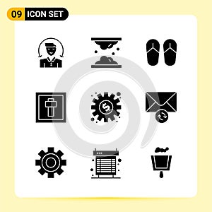 9 Creative Icons for Modern website design and responsive mobile apps. 9 Glyph Symbols Signs on White Background. 9 Icon Pack