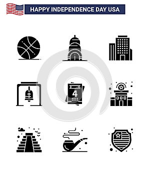 9 Creative USA Icons Modern Independence Signs and 4th July Symbols of building; love; office; invitation; christmas bell