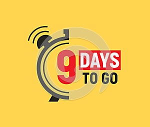 9 days to go last countdown icon. Nine day go sale price offer promo deal timer, 9 day only