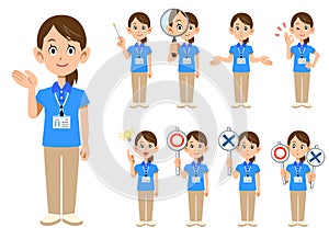 9 different poses and facial expressions of male staff wearing short-sleeved polo shirts and name tags 2