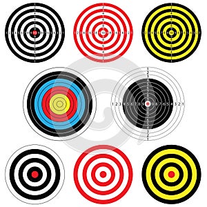 9 different shooting targets, vector illustration