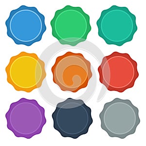 9 Flat Style design Seal / Badge Buttons