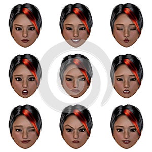 9 (nine) emotions with one face