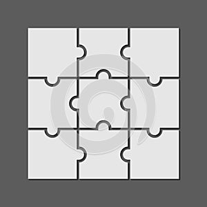 9 puzzle piece jigsaw concept vector background. 3x3 business puzzle design