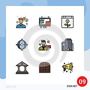 9 Thematic Vector Filledline Flat Colors and Editable Symbols of anchor, management, banking, deployment, investment