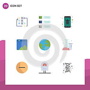 9 Thematic Vector Flat Colors and Editable Symbols of gallery, image, listing, smartphone, delete