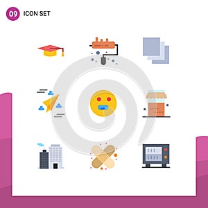 9 Thematic Vector Flat Colors and Editable Symbols of jam, hungry, layers, emot, fly