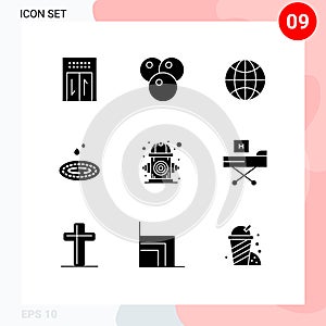 9 Thematic Vector Solid Glyphs and Editable Symbols of life, control, iot, city, droop