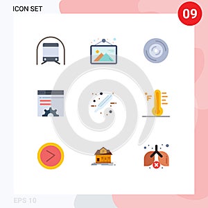 9 Universal Flat Colors Set for Web and Mobile Applications care, setting, frame, server, cd