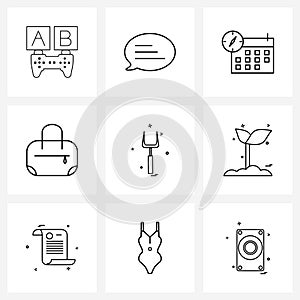 9 Universal Line Icons for Web and Mobile home, suitcase, calendar, streamline, bag