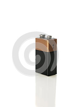 9 volt battery on white with clipping path photo