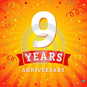 9 years anniversary logo celebration card