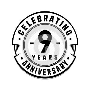 9 years anniversary logo template. 9th vector and illustration.
